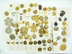 Collection of American badges for Army, Marines and Cadets including rank, Trade Corps and Unit