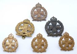 Six Inns of Court Officer Training Corps metal cap badges