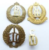 New Zealand Army WWI 10th Reinforcements B and C Company metal badges, together with a similar