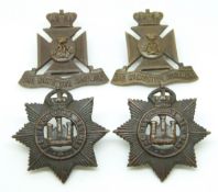 Four British Army Wiltshire Regiment and Devonshire Regiment officers service dress bronze collar