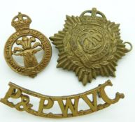 Indian Supply and Transport Corps metal badge together with Penang & Wellesley Volunteers Corps