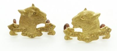 Malay Volunteer Infantry officer's pair of gilt collar badges by Dowler & Sons