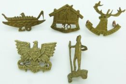 Five New Zealand Reinforcements collar badges for the 25th, 26th and 30th Reinforcements together