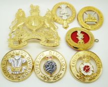 Six British Army modern metal badges including the King's and Queen's Division etc together with