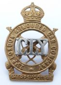 British Army 23rd London Armoured Car Company 'Sharpshooters' metal cap badge