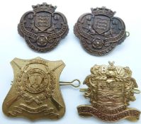 Four British Army Lancashire, Blackpool and Dulwich Volunteers Regiment metal badges