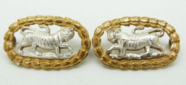 British Army Leicestershire Regiment pair of officer's metal collar badges