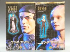 Two Playmates Limited Latinum Edition Star Trek diecast figures Vulcan Leader and Borg Queen, both