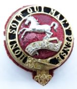 British Army King's Liverpool Regiment cloth backed metal badge for cross belt/pouch