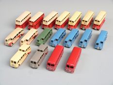Eighteen Dinky Toys diecast model buses and coaches including Observation Coach, double deckers etc.