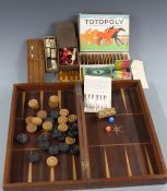 A collection of vintage games including chess set, dominoes, Totopoly etc