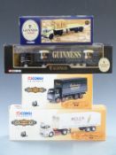 Four Corgi diecast model lorries Guinness 59529 and 22503 and Whisky Collection Bell's 21303 and