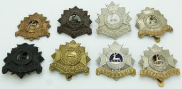 British Army Bedfordshire Regiment metal cap badges including an example with blue enamel centre