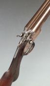 Thomas Wild 12 bore side by side hammer action shotgun with engraved locks, hammers, underside,