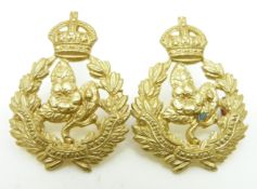 British Army Worcestershire Imperial Yeomanry pair of metal collar badges