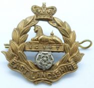British Army East Lancashire Militia other ranks metal cap badge