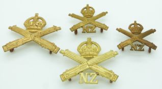 Four New Zealand Army WWI New Zealand Expeditionary Force Machine Gun Corps metal hat and collar