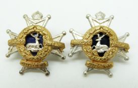 British Army Sherwood Foresters Notts and Derby Regiment pair of officer's metal collar badges,