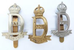 British Army 22nd Dragoons metal cap badges