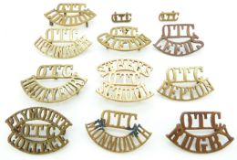 Ten schools/college Officer Training Corps metal shoulder titles including St Bees, Leeds,