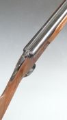 Browning 20 bore side by side ejector shotgun with engraved lock, thumb lever, underside and trigger