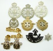 Ten British Overseas Territory Bermuda Rifles and Artillery metal and anodised badges etc together