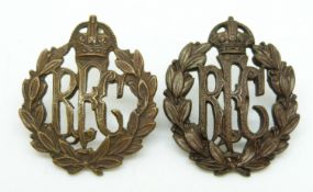 Two Royal Flying Corps officer's metal collar badges, one by Gaunt of London