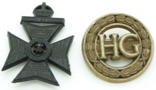 British Army King's Royal Rifle Corps and Home Guard economy plastic hat badge, one by Stanley &