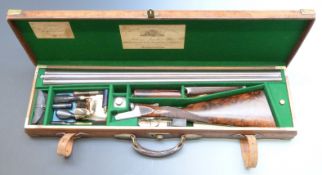 William Powell & Son 12 bore side by side ejector shotgun with named and engraved locks, fine