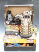 A collection of Action Man figures, vehicles and accessories together with a Doctor Who remote