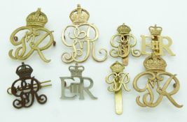 Eight GvR and E II R cipher metal badges