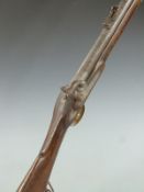 Enfield pattern percussion hammer action rifle with line engraved lock, brass trigger guard and butt