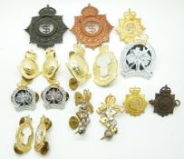 Seventeen Australian Army Corps hat and collar badges for the Legal, Pay, Survey and Medical Corps