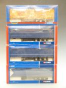 Four Corgi 1:50 scale diecast model lorry trailers three Blue Curtainside CC19901 and Hauliers of