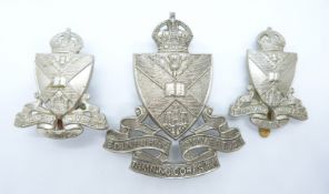Edinburgh University Officer Training Corps metal hat badge and collar badge