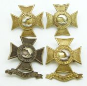 Four New Zealand Army 2nd South Canterbury Regiment cap and collar badges