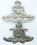 Two British Army Royal Artillery Volunteers and Territorial metal badges