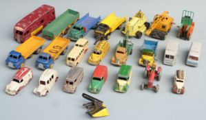 Twenty-two Dinky Toys diecast model commercial vehicles including Snow Plough, Big Bedford, Horse-