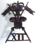 British Army 12th Lancers officer's Service Dress bronze cap badge