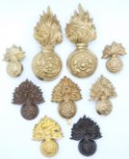Nine British Army Royal Fusiliers metal cap badges including other ranks Victorian example