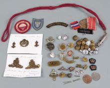 Military badges and buttons including Indian Engineers, Cheshire Regiment & Royal Artillery,