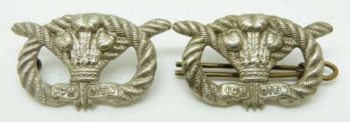 British Army North Staffordshire Regiment Volunteers metal collar badge