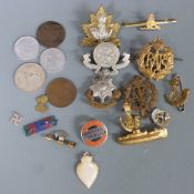 Military and other badges including ATS, RAF, Royal Sussex Regiment, Ministry Hospital Service,