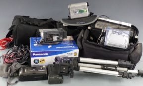 Three digital video cameras comprising Sony DCR-HC51E, Canon MV700E and Panasonic NV-DS60 all with