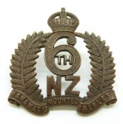 New Zealand Army 6th Manawatu Mounted Rifles officer's cap badge