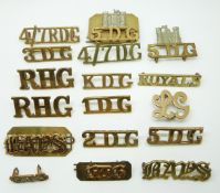 Seventeen British Army Cavalry metal shoulder titles including those for the 1st, 2nd, 3rd and 5th