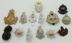 Fourteen British Army Northumberland Fusiliers, Mercian Regiment, East Lancashire Regiment etc hat