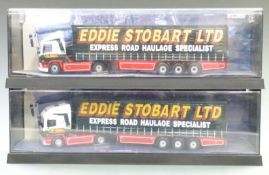 Two Corgi Modern Trucks 1:50 scale diecast model Eddie Stobart lorries ERF Curtainside 75201 and