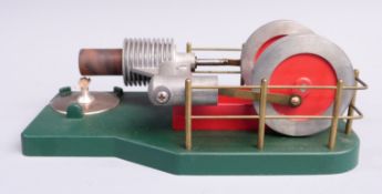 Solar Engines of Phoenix Arizona live steam stationary horizontal two cylinder engine, 19cm long.