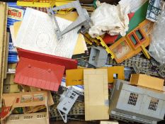 A collection of mainly Hornby Dublo 00 gauge model railway buildings, track, points and